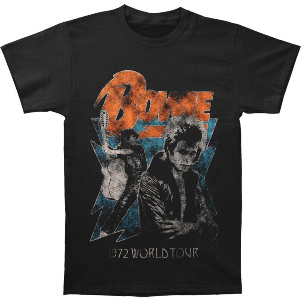 David Bowie Unisex Adult 1972 World Tour T-Shirt / Black